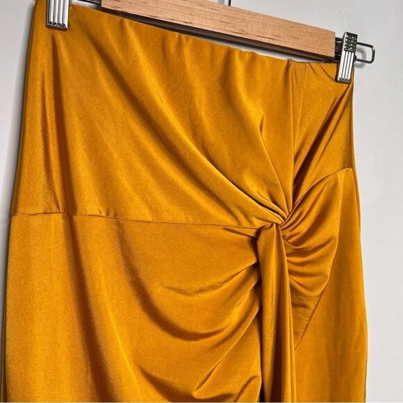 Fashion Nova Womens Size Medium Looking Amazing Skirt Mustard Midi NEW High Slit - Picture 5 of 11